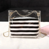 Sweet Women Shoulder Bag PVC Transparent Handbag Striped Purse Lady's Bag