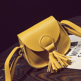 Mini Women Shoulder Bag Ladies' PU Leather Handbag Solid Tassels Decoration