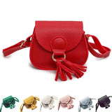 Mini Women Shoulder Bag Ladies' PU Leather Handbag Solid Tassels Decoration