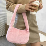 Soft Plush Hobos Shoulder Bags Furry Ladies Clutch Handbag