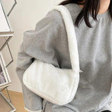 Soft Plush Hobos Shoulder Bags Furry Ladies Clutch Handbag