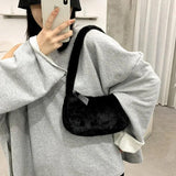 Soft Plush Hobos Shoulder Bags Furry Ladies Clutch Handbag