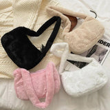 Soft Plush Hobos Shoulder Bags Furry Ladies Clutch Handbag