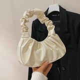 Summer Pleated Handbags for Women PU Cloud Bags Armpit Bag