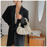 Summer Pleated Handbags for Women PU Cloud Bags Armpit Bag
