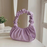 Summer Pleated Handbags for Women PU Cloud Bags Armpit Bag