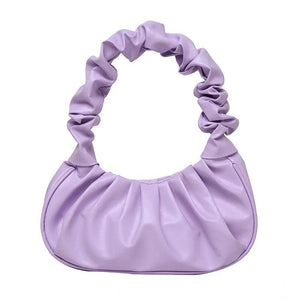 Summer Pleated Handbags for Women PU Cloud Bags Armpit Bag