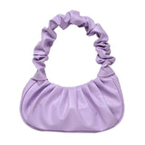 Summer Pleated Handbags for Women PU Cloud Bags Armpit Bag