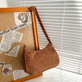 Retro Corduroy Shoulder Bag Daily Women Handbags