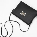 Women's PU Leather Handbag with Bowknot Buckle - Small Shoulder Bag
