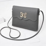 Women's PU Leather Handbag with Bowknot Buckle - Small Shoulder Bag