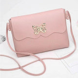 Women's PU Leather Handbag with Bowknot Buckle - Small Shoulder Bag