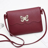 Women's PU Leather Handbag with Bowknot Buckle - Small Shoulder Bag