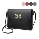 Women's PU Leather Handbag with Bowknot Buckle - Small Shoulder Bag
