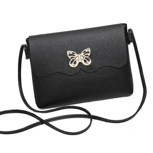 Women's PU Leather Handbag with Bowknot Buckle - Small Shoulder Bag