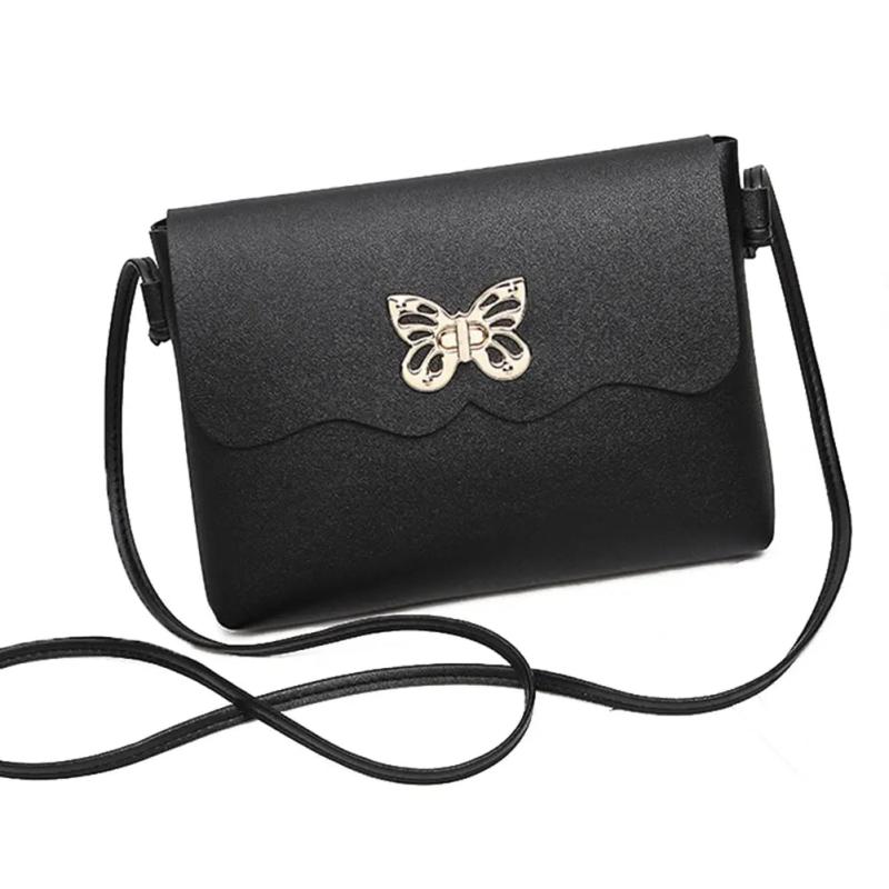 Women's PU Leather Handbag with Bowknot Buckle - Small Shoulder Bag