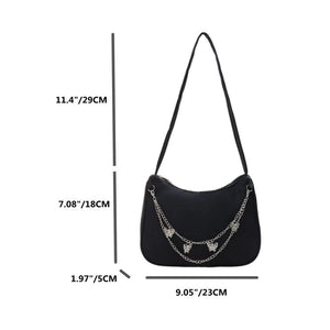 Butterfly Chain Patent Women's Bag Nylon Shoulder Bags Solid Ladies Underarm Bag