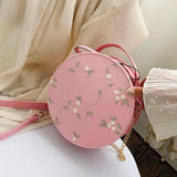 Sweet Lace Round Handbags PU Leather Women Crossbody Bags