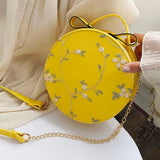 Sweet Lace Round Handbags PU Leather Women Crossbody Bags
