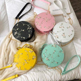 Sweet Lace Round Handbags PU Leather Women Crossbody Bags