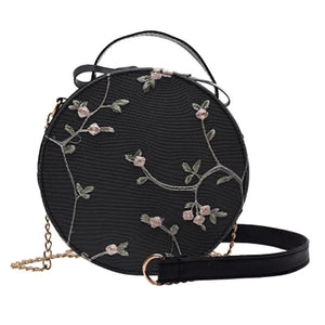 Sweet Lace Round Handbags PU Leather Women Crossbody Bags