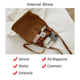 Women Corduroy Shoulder Bag Tote Crossbody Handbag