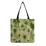 Coconut Tree Printed Linen Beach Tote Bag