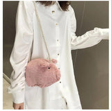 Pig Crossbody Bags for Women Plush Doll Shoulder Handbag