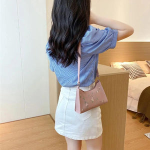 Retro Lace Flower Totes Shoulder Bag PU Leather Handbag for Women