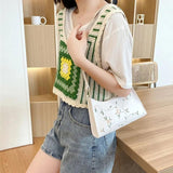 Retro Lace Flower Totes Shoulder Bag PU Leather Handbag for Women