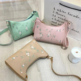 Retro Lace Flower Totes Shoulder Bag PU Leather Handbag for Women