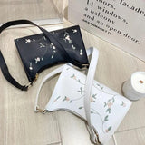 Retro Lace Flower Totes Shoulder Bag PU Leather Handbag for Women