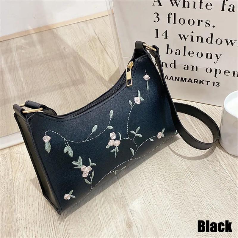 Retro Lace Flower Totes Shoulder Bag PU Leather Handbag for Women