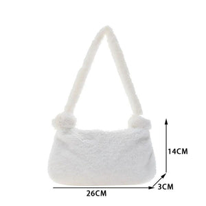 Winter Plush Shoulder Bag, Solid Color/Leopard Print Handbag