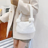 Winter Plush Shoulder Bag, Solid Color/Leopard Print Handbag
