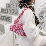 Winter Plush Shoulder Bag, Solid Color/Leopard Print Handbag