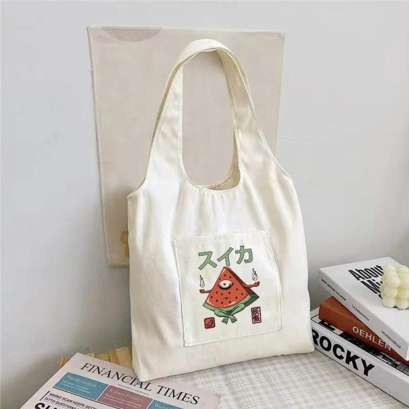 Monster Canvas Vest Bag Women's Shoulder Shopping Bags Eco Reusable Grocery Tote