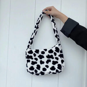 Plush Cow Underarm Bag Large Capacity Female Shoulder Bags