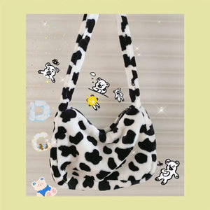 Plush Cow Underarm Bag Large Capacity Female Shoulder Bags