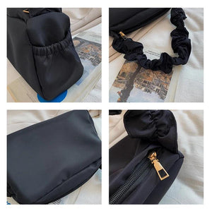 Vintage Nylon Women Purse Handbags Folds Ladies Small Shoulder Bags