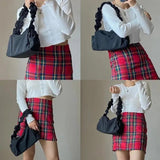 Vintage Nylon Women Purse Handbags Folds Ladies Small Shoulder Bags