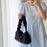 Vintage Nylon Women Purse Handbags Folds Ladies Small Shoulder Bags