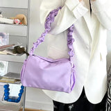 Vintage Nylon Women Purse Handbags Folds Ladies Small Shoulder Bags