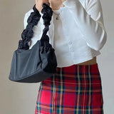 Vintage Nylon Women Purse Handbags Folds Ladies Small Shoulder Bags