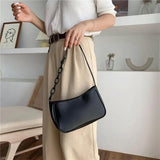Women Shoulder Bags PU Leather Ladies Small Purse Handbags Solid Acrylic Chain