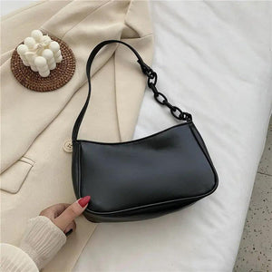 Women Shoulder Bags PU Leather Ladies Small Purse Handbags Solid Acrylic Chain