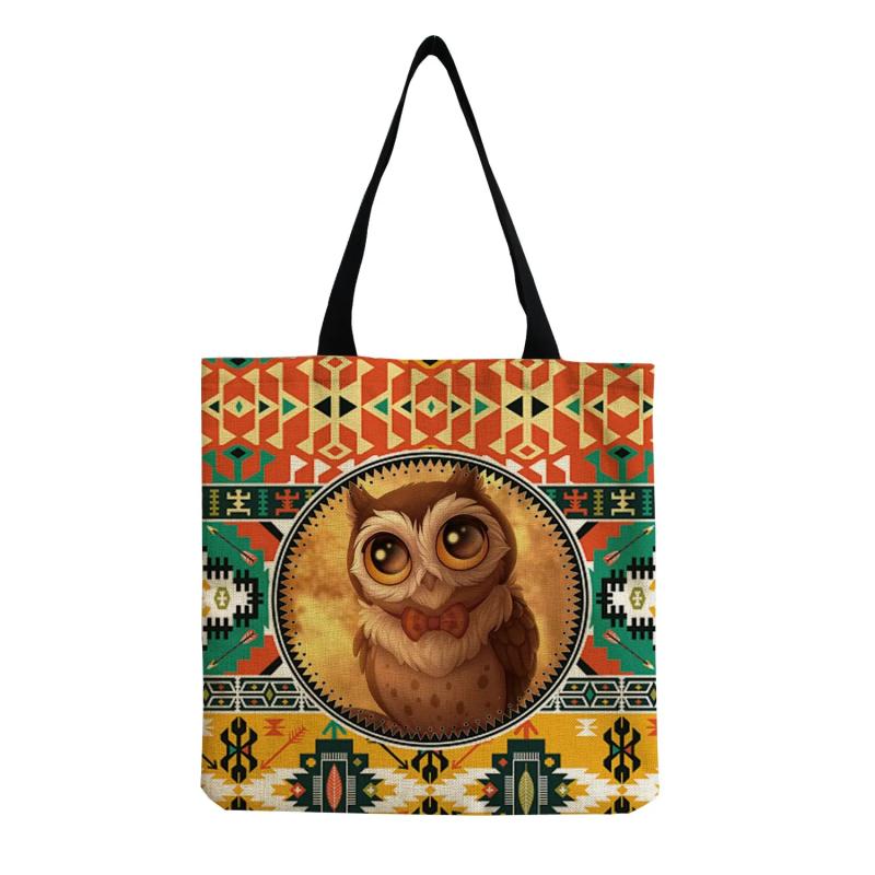 Large Capacity Owl Print Tote Bag - Eco Friendly