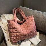 Large Capacity Winter Shoulder Bag Solid Nylon Handbags