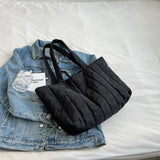 Large Capacity Winter Shoulder Bag Solid Nylon Handbags