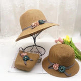 Straw Sun Hat Baby Girl Summer Cap Beach Visor Hat Set